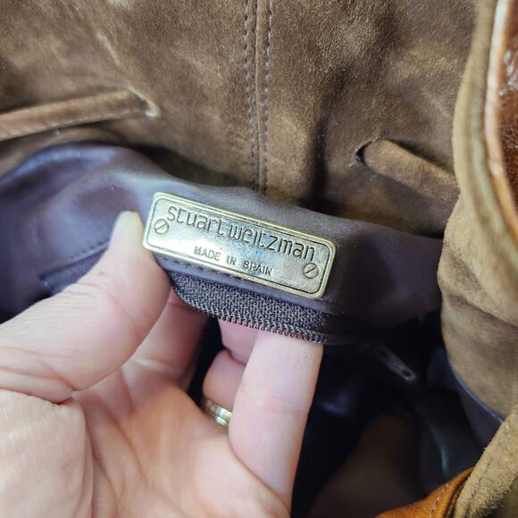 Stuart Weitzman Bucket Bag Crossbody Purse Brown Leather Classic Boho - Picture 5 of 6